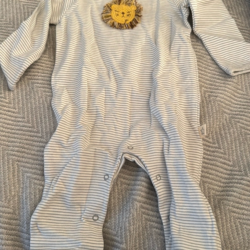 Striped Lion Embroidered Kids One Piece